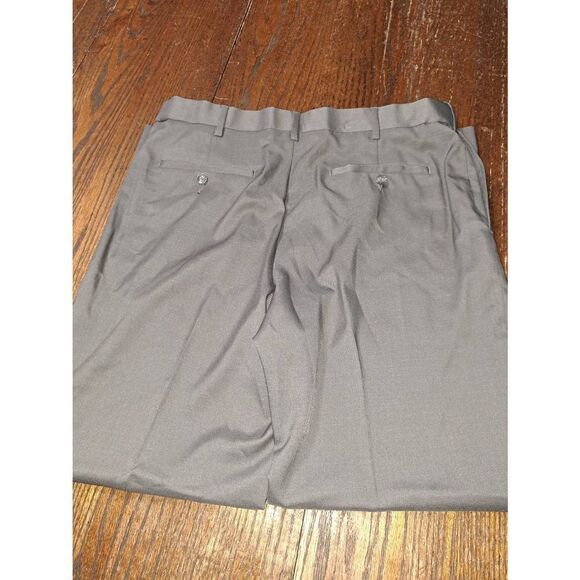 34x30 Savane Grey Flat Front Pleated Leg Dress Pants with Pockets and Belt Loops - Picture 4 of 4